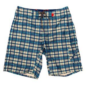 The North Face Board Short Men 34 Multi Plaid Flat Front Fixed Waist Lightweight